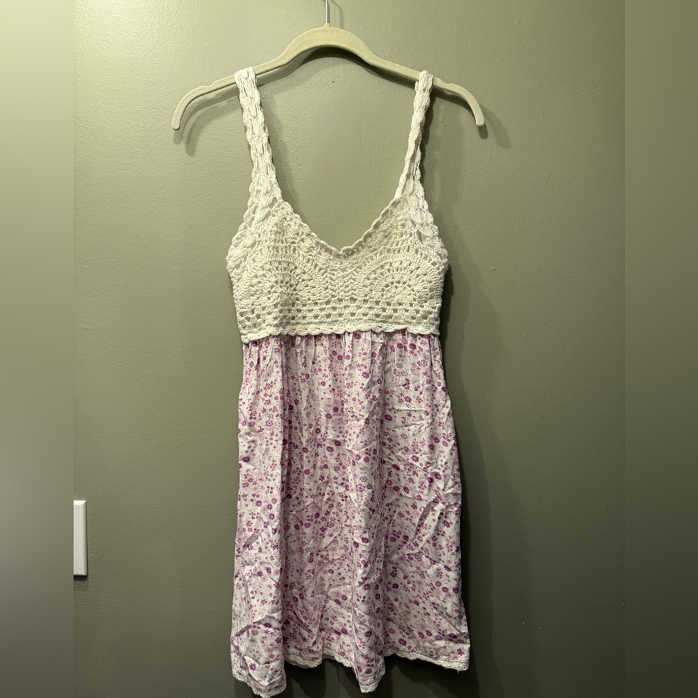Jessica Simpson Crochet Pink and White Dress